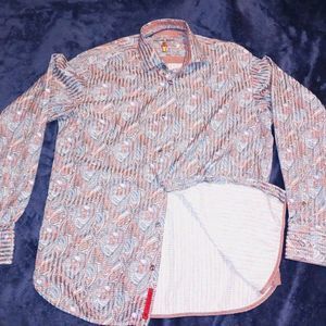 Luchiano Visconti Black Shirt Mens M My Favorite Shirt Blue Geometric Button